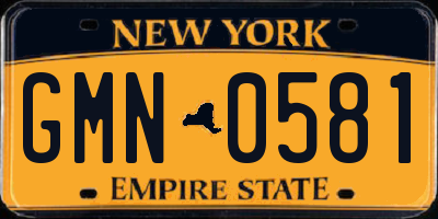 NY license plate GMN0581