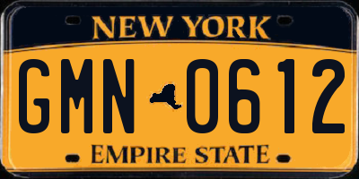NY license plate GMN0612