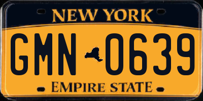 NY license plate GMN0639