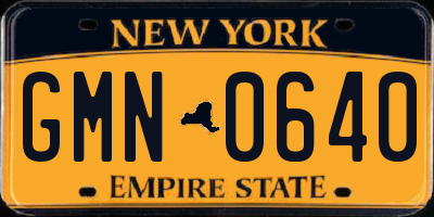 NY license plate GMN0640