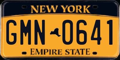 NY license plate GMN0641