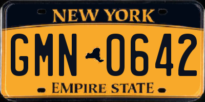 NY license plate GMN0642