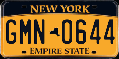 NY license plate GMN0644
