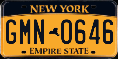 NY license plate GMN0646
