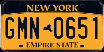 NY license plate GMN0651