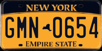 NY license plate GMN0654