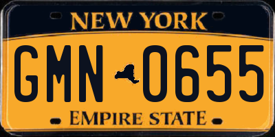 NY license plate GMN0655