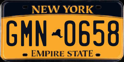 NY license plate GMN0658