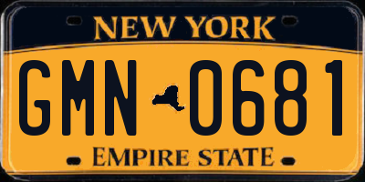 NY license plate GMN0681