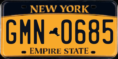 NY license plate GMN0685
