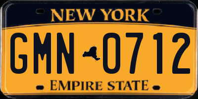 NY license plate GMN0712