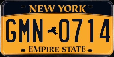 NY license plate GMN0714
