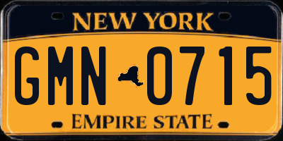 NY license plate GMN0715