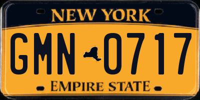 NY license plate GMN0717