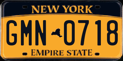 NY license plate GMN0718