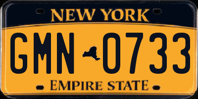 NY license plate GMN0733