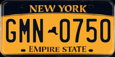 NY license plate GMN0750