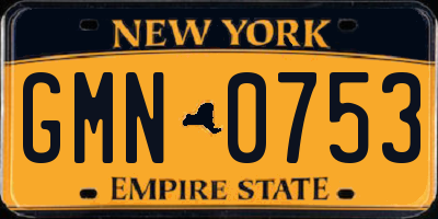 NY license plate GMN0753