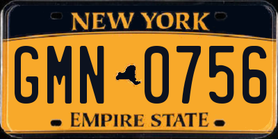 NY license plate GMN0756