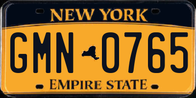 NY license plate GMN0765