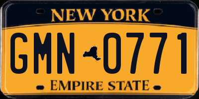 NY license plate GMN0771