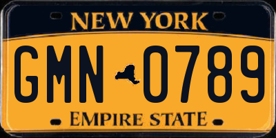 NY license plate GMN0789