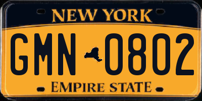 NY license plate GMN0802