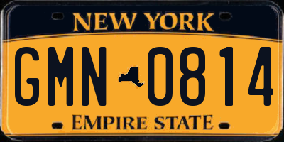 NY license plate GMN0814