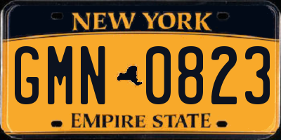 NY license plate GMN0823