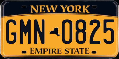 NY license plate GMN0825