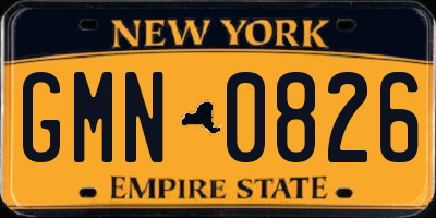 NY license plate GMN0826