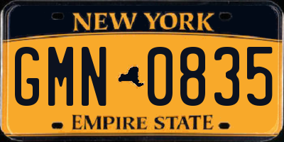 NY license plate GMN0835