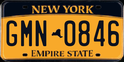 NY license plate GMN0846