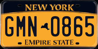 NY license plate GMN0865