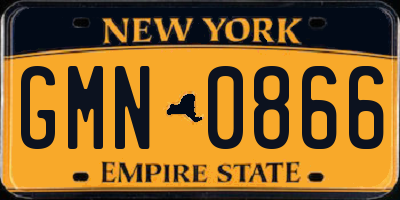 NY license plate GMN0866