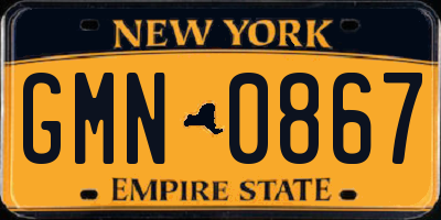 NY license plate GMN0867