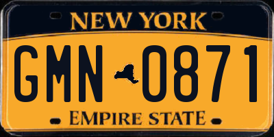 NY license plate GMN0871