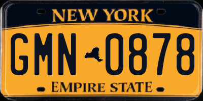 NY license plate GMN0878