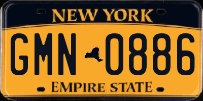 NY license plate GMN0886