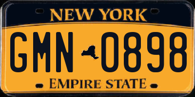 NY license plate GMN0898