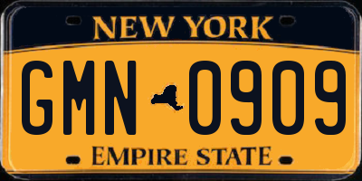 NY license plate GMN0909