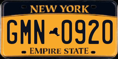 NY license plate GMN0920