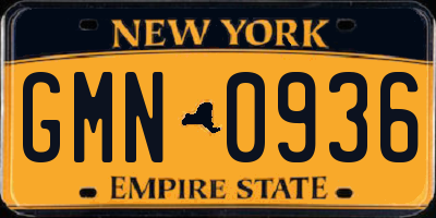 NY license plate GMN0936