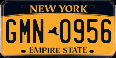 NY license plate GMN0956