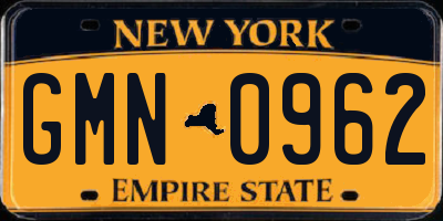 NY license plate GMN0962