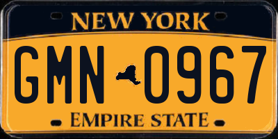 NY license plate GMN0967