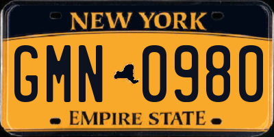 NY license plate GMN0980