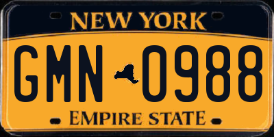 NY license plate GMN0988