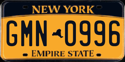 NY license plate GMN0996