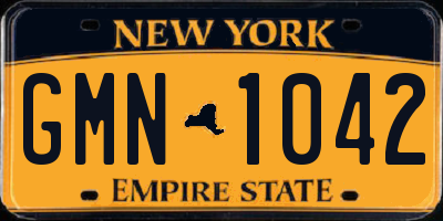NY license plate GMN1042